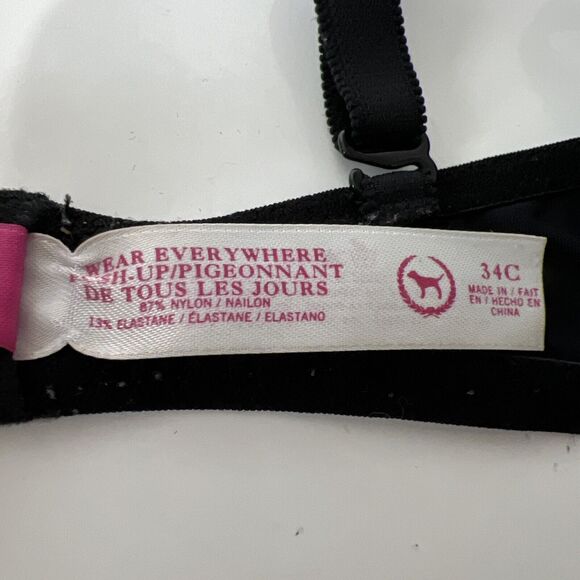 Pink Victoria's Secret Women 34C Black Padded Wired Wear Everywhere Push-Up - Picture 7 of 12